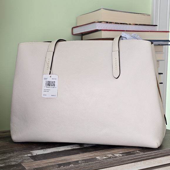 Coach Vanilla Leather Charlie Carryall Satchel Tote Bag - Picture 7 of 15